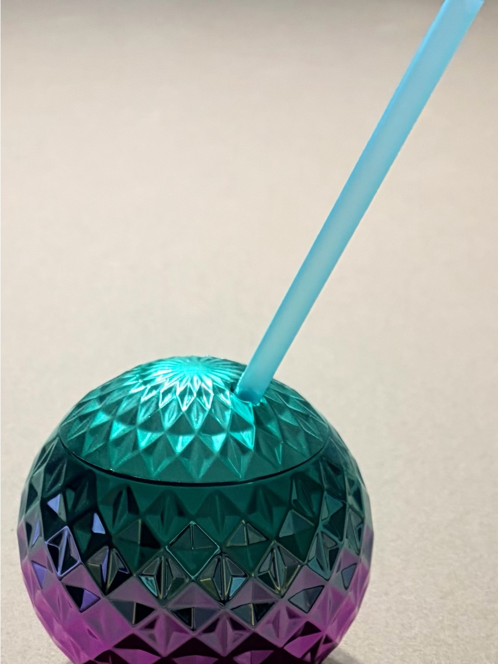Textured Iridescent Sphere Tumbler with Straw - Teal & Purple